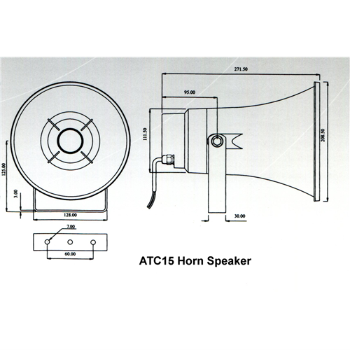 Horn Speaker 15W 100V & 8Ohm ATC15 Australian Monitor