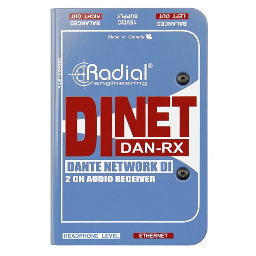 Radial DiNET DAN RX - Dante network receiver, digital inputs and stereo analog outputs 