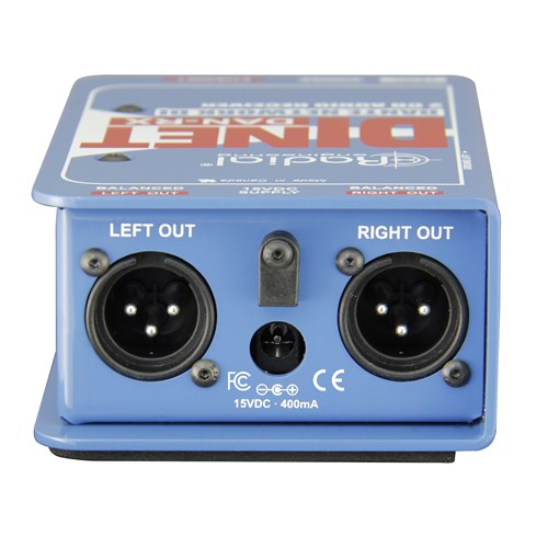 Radial DiNET DAN RX - Dante network receiver, digital inputs and stereo analog outputs 