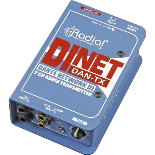 Radial DiNET DAN TX - Dante network transmitter, stereo DI inputs and digital out 