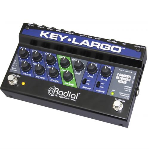 Radial KEY-LARGO - Keyboard mixer, 3 stereo inputs, effects bus, USB, balanced DI outs 