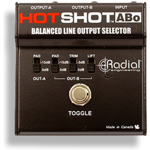 Radial HOTSHOT ABO -  Mic & line switcher, 1 XLR-F input and 2 XLR-M outputs. Balanced 