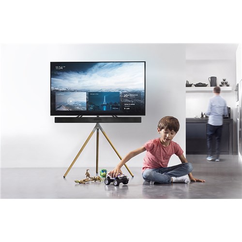 OFA Designer TV Stand Oak and Silver Grey LIGHT