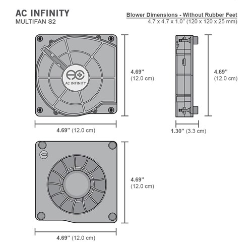 Multifan S2 Spot cooler 140mm blower 991LPM @17dBA AC Infinity