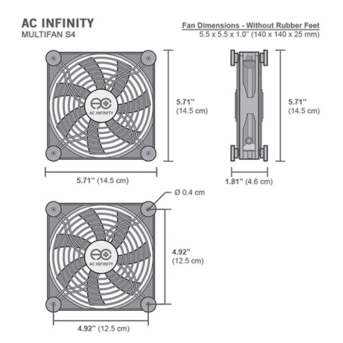 Multifan S4 Spot cooler 1 x 140mm fan 1614LPM @25dBA AC Infinity