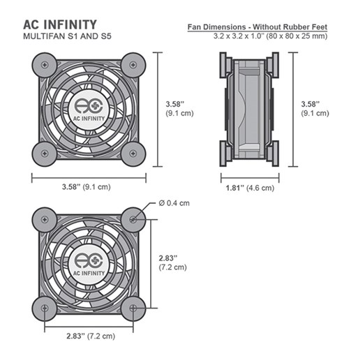 Multifan S5 Dual Spot cooler 2 x 80mm fans 1642LPM @25dBA AC Infinity